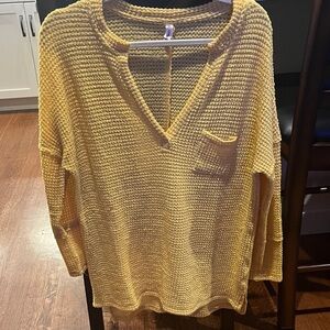 Women's Yellow V-Neck Sweater